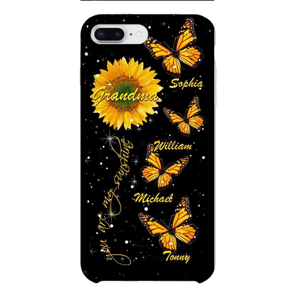 PERSONALIZED GRANDMA SUNFLOWER KID BUTTERFLY DRAGONFLY PHONECASE QTVQ1903