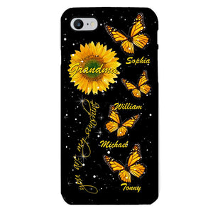 PERSONALIZED GRANDMA SUNFLOWER KID BUTTERFLY DRAGONFLY PHONECASE QTVQ1903