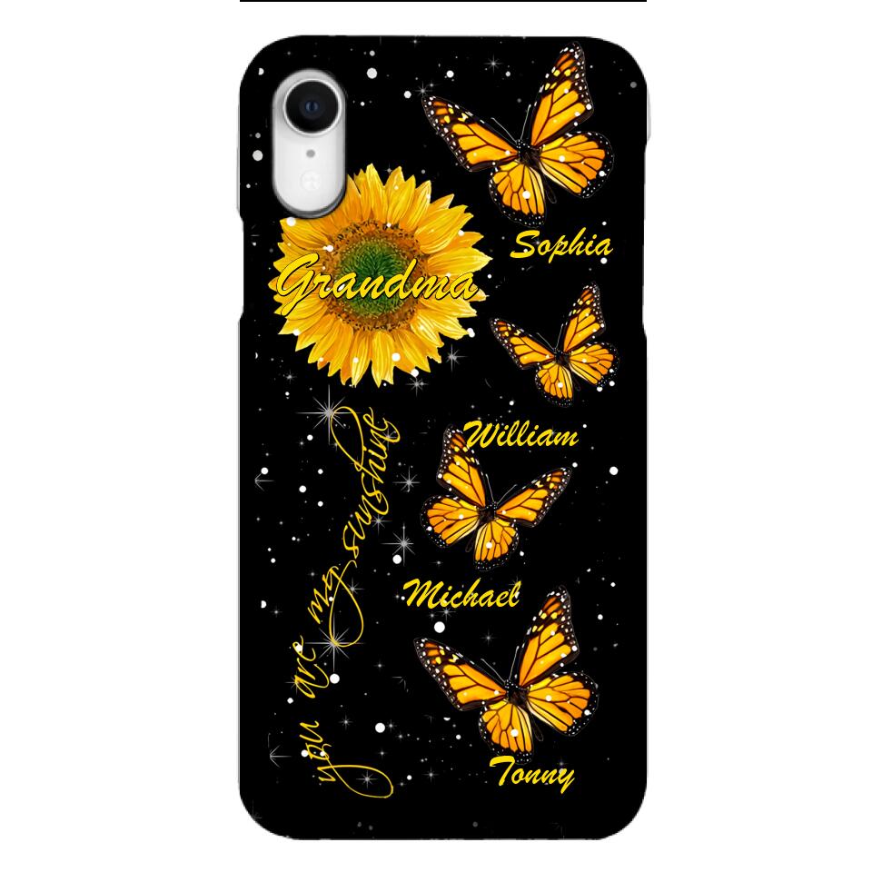 PERSONALIZED GRANDMA SUNFLOWER KID BUTTERFLY DRAGONFLY PHONECASE QTVQ1903