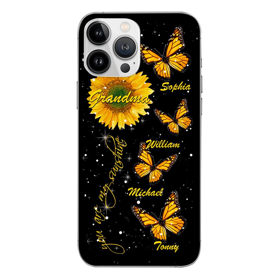 PERSONALIZED GRANDMA SUNFLOWER KID BUTTERFLY DRAGONFLY PHONECASE QTVQ1903