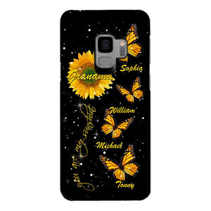 PERSONALIZED GRANDMA SUNFLOWER KID BUTTERFLY DRAGONFLY PHONECASE QTVQ1903