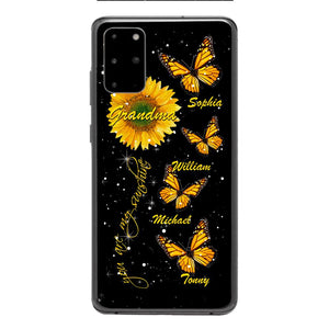 PERSONALIZED GRANDMA SUNFLOWER KID BUTTERFLY DRAGONFLY PHONECASE QTVQ1903