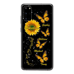 PERSONALIZED GRANDMA SUNFLOWER KID BUTTERFLY DRAGONFLY PHONECASE QTVQ1903