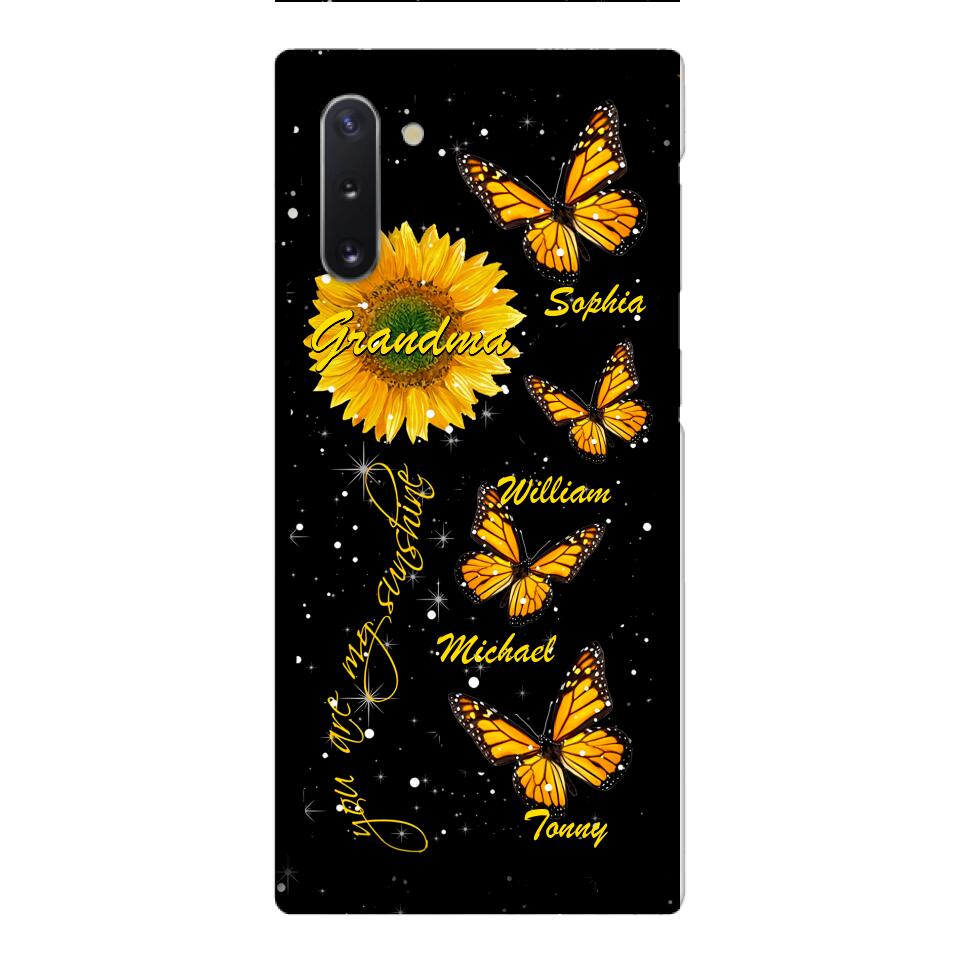 PERSONALIZED GRANDMA SUNFLOWER KID BUTTERFLY DRAGONFLY PHONECASE QTVQ1903