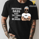 PERSONALIZED AWESOME DADS HAVE TATTOOS AND BEARDS TSHIRT QTHC2203