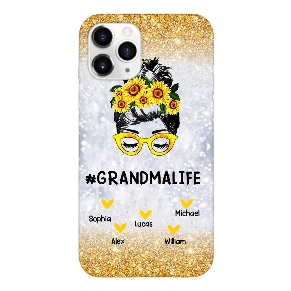 PERSONALIZED GRANDMA KID NAME SUNFLOWER PHONECASE QTTN2203