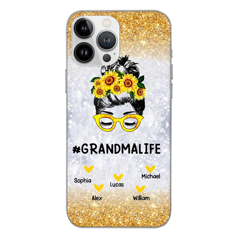 PERSONALIZED GRANDMA KID NAME SUNFLOWER PHONECASE QTTN2203