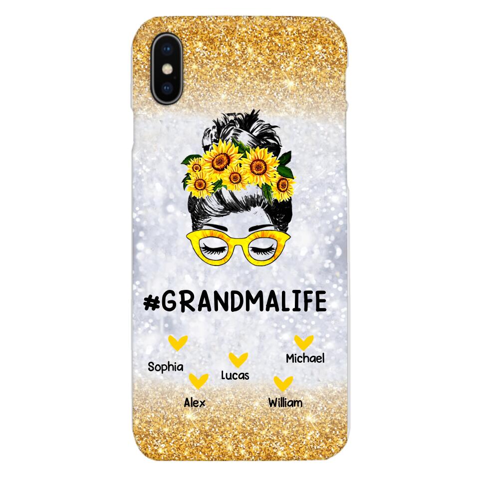 PERSONALIZED GRANDMA KID NAME SUNFLOWER PHONECASE QTTN2203