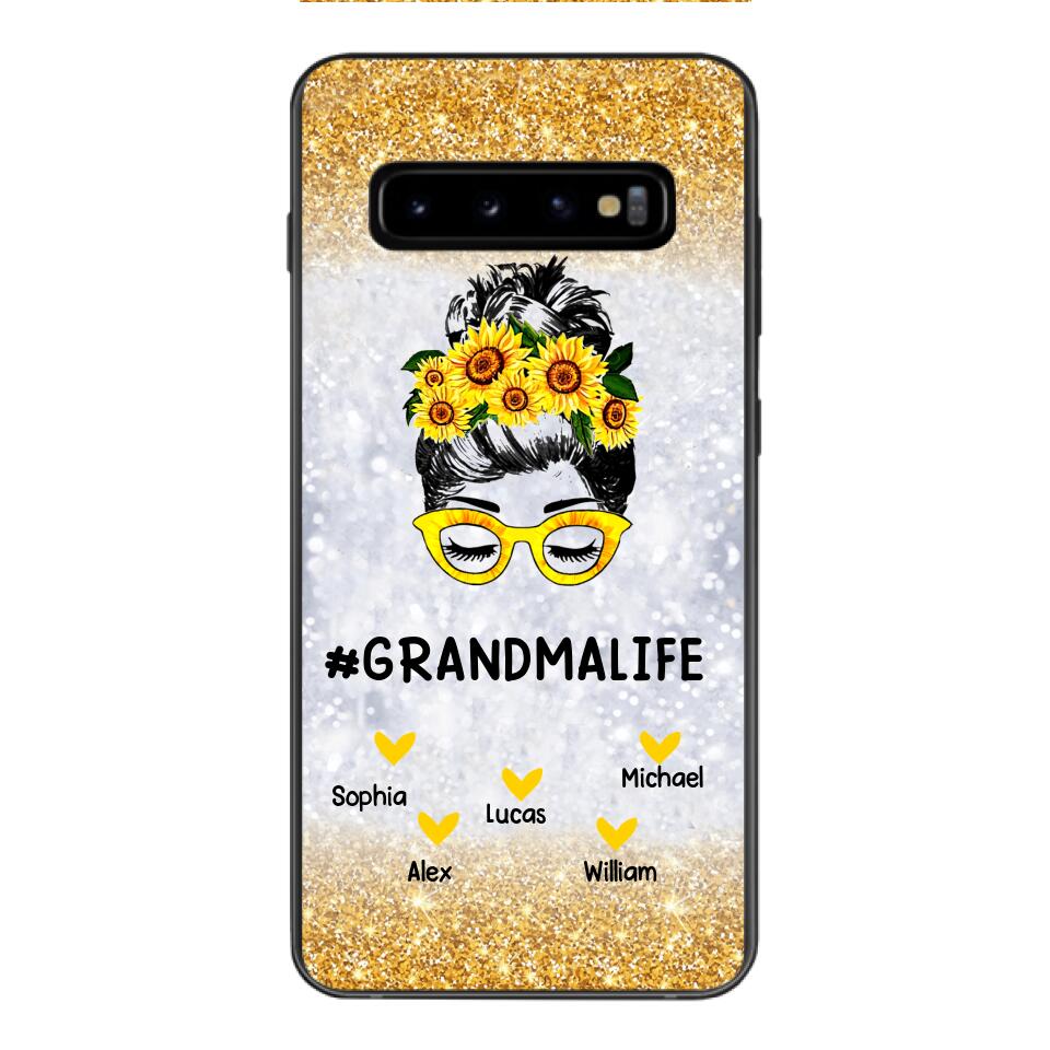 PERSONALIZED GRANDMA KID NAME SUNFLOWER PHONECASE QTTN2203