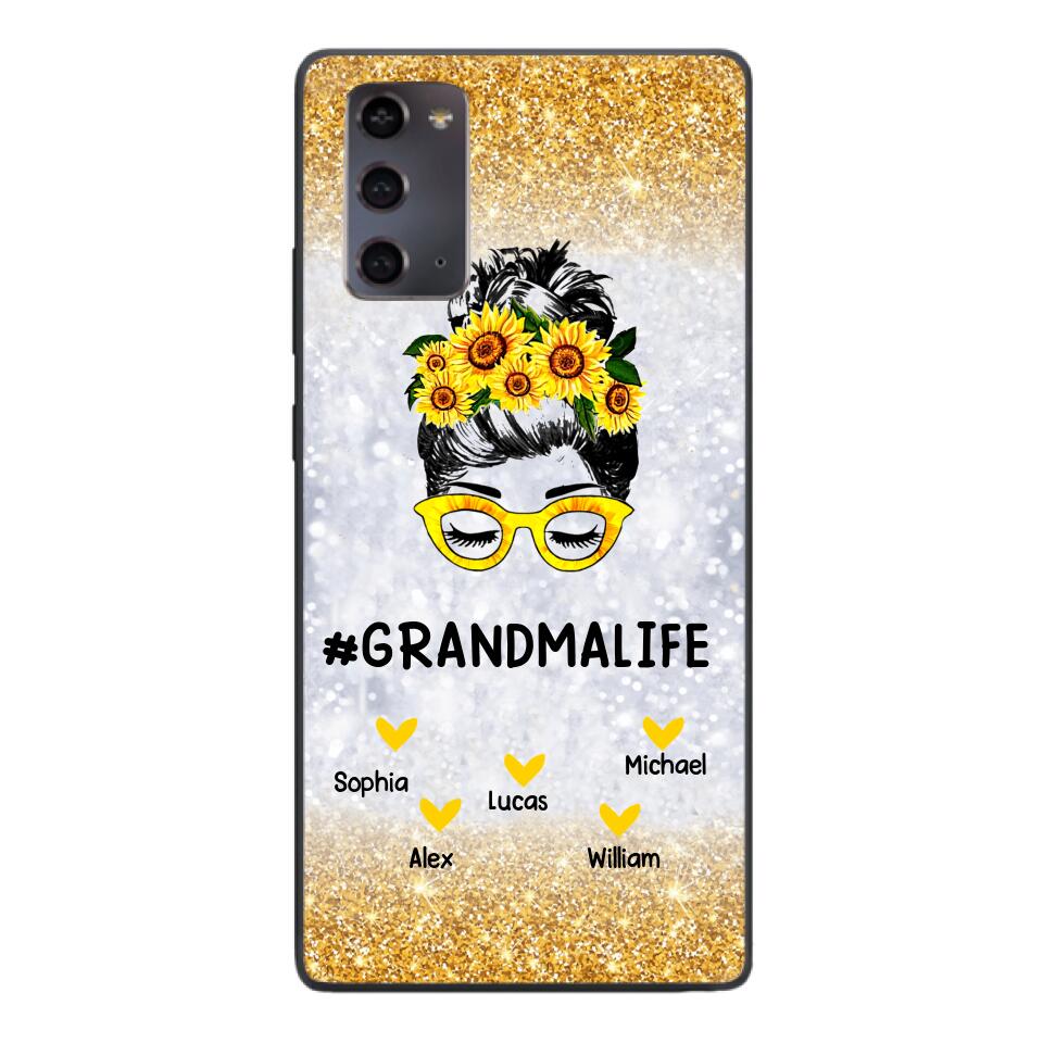 PERSONALIZED GRANDMA KID NAME SUNFLOWER PHONECASE QTTN2203