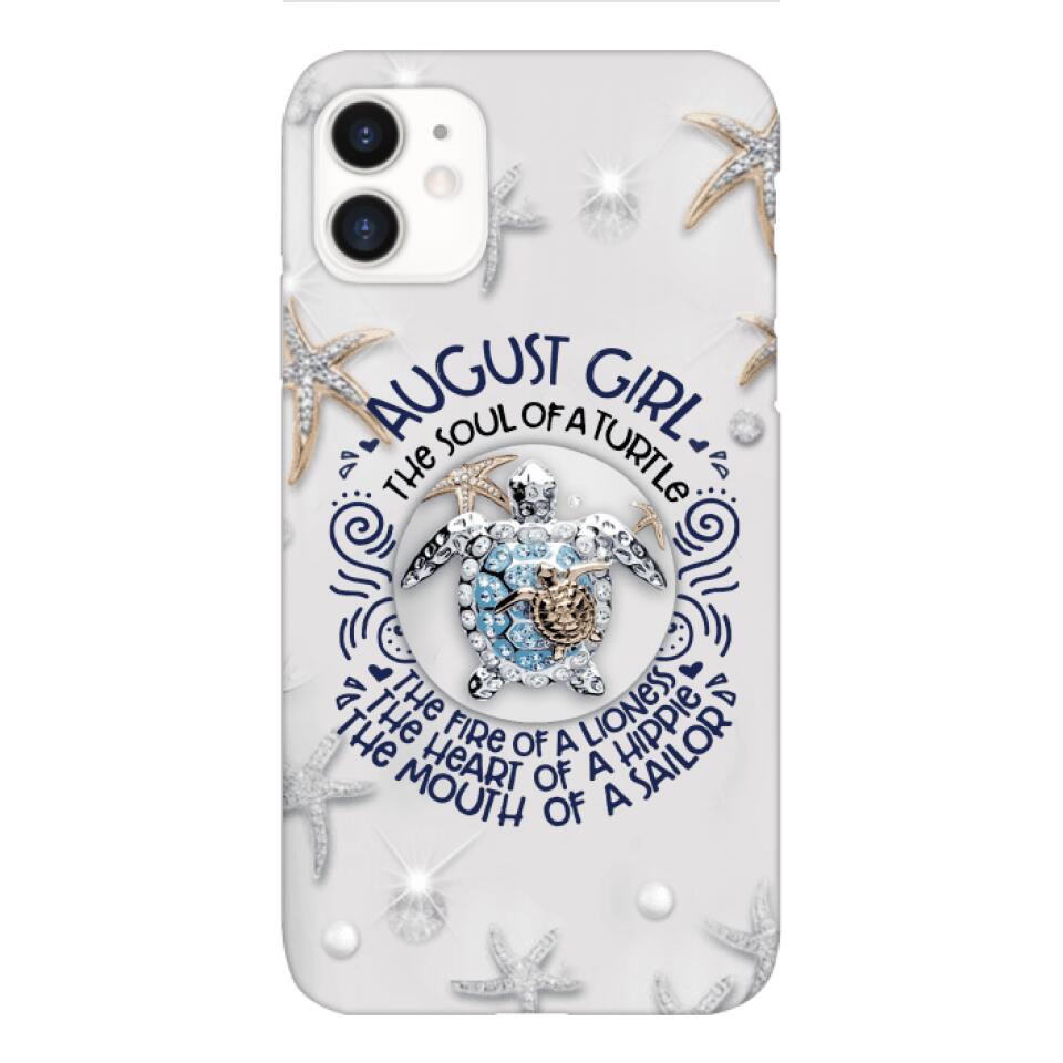 PERSONALIZED AUGUST TURTLE GIRL PHONECASE QTTQ2803