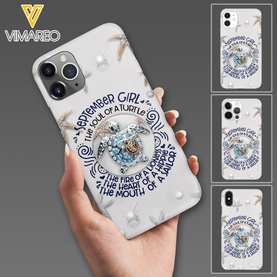 PERSONALIZED SEPTEMBER TURTLE GIRL PHONECASE QTTQ2803