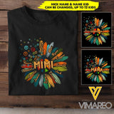 Personalized Grandma Hippie Sunflower With Kid Name Tshirt QTHC0104