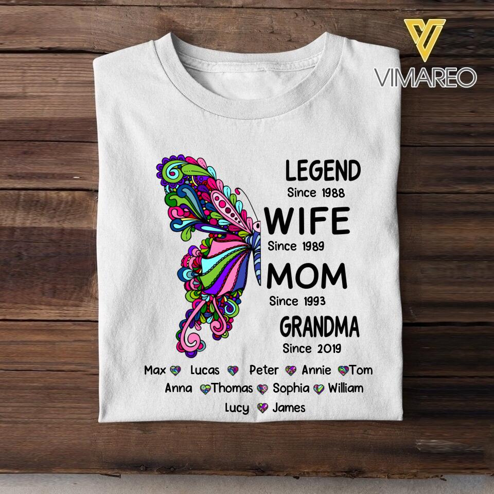 Personalized Grandma Butterfly Tshirt Printed 22APR-QH04