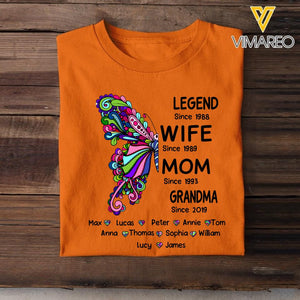 Personalized Grandma Butterfly Tshirt Printed 22APR-QH04