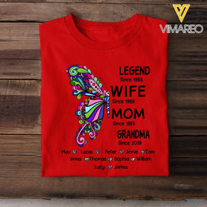 Personalized Grandma Butterfly Tshirt Printed 22APR-QH04