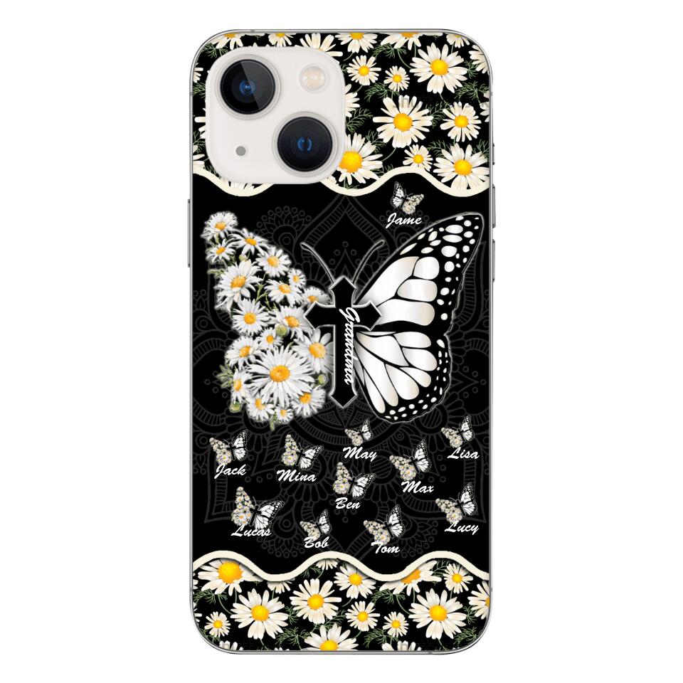 Personalized Grandma Kid Butterfly Phone Case Printed T3Q 0504