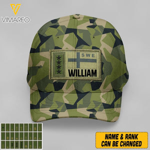 Personalized Swedish Soldier Camo Peaked Cap Printed 22APR-MQ06