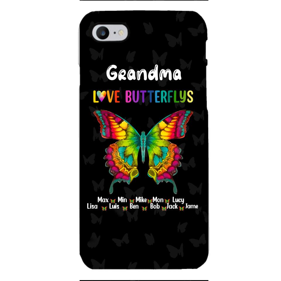 Personalized Grandma Kid Butterflys Phone Case Printed 3N 0804