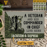 Personalized Canadian Veterans And His Commander In Chief Live Here Doormat Printed 22APR-QH08