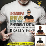 Personalized Grandpa Knows Everything Tshirt Printed QTHC1504