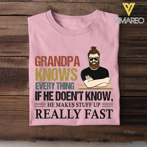 Personalized Grandpa Knows Everything Tshirt Printed QTHC1504