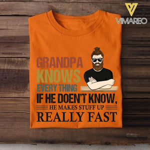 Personalized Grandpa Knows Everything Tshirt Printed QTHC1504