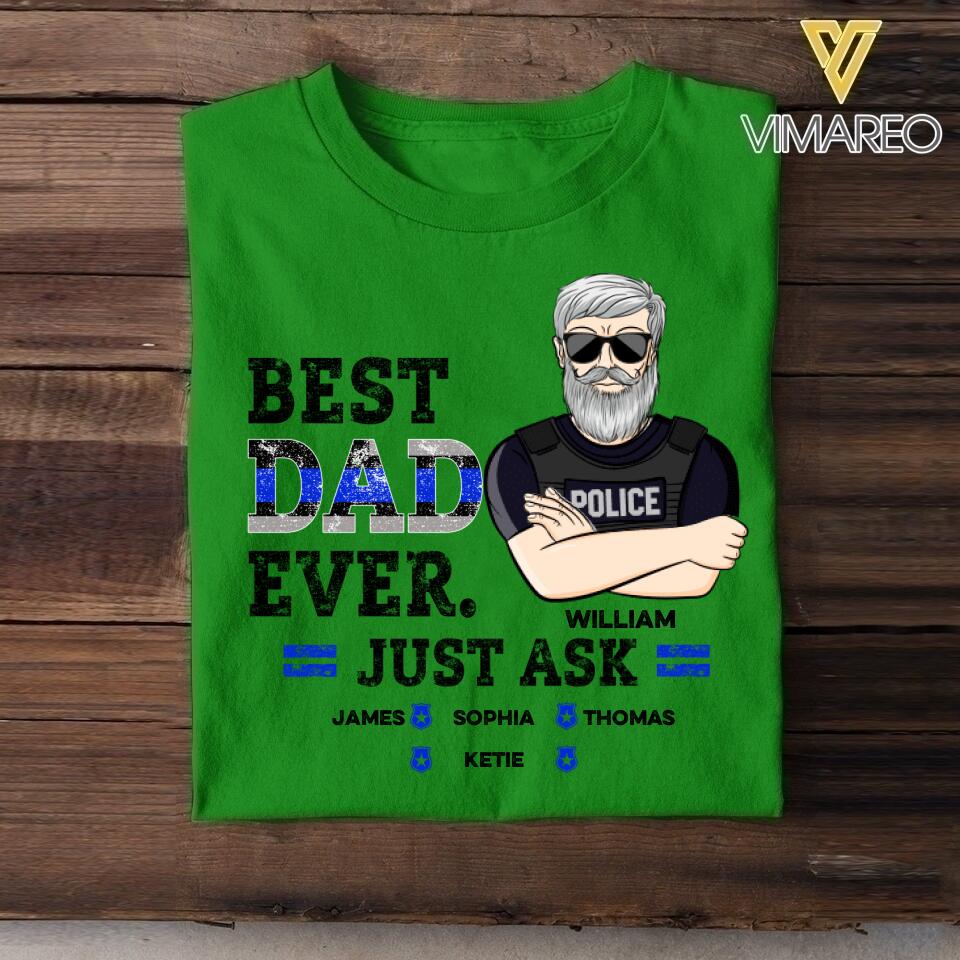 Personalized Best Dad Ever Thin Blue Line Tshirt Printed 22APR-DT16