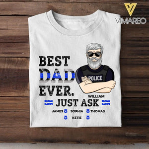 Personalized Best Dad Ever Thin Blue Line Tshirt Printed 22APR-DT16