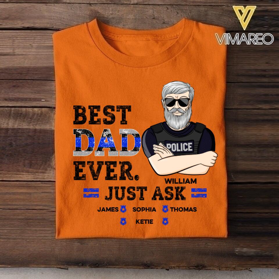 Personalized Best Dad Ever Thin Blue Line Tshirt Printed 22APR-DT16