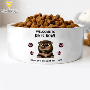 PERSONALIZED WELCOME TO CAT BOWL HOPE YOU BROUGHT CAT TREATS BOWL QTHC1804