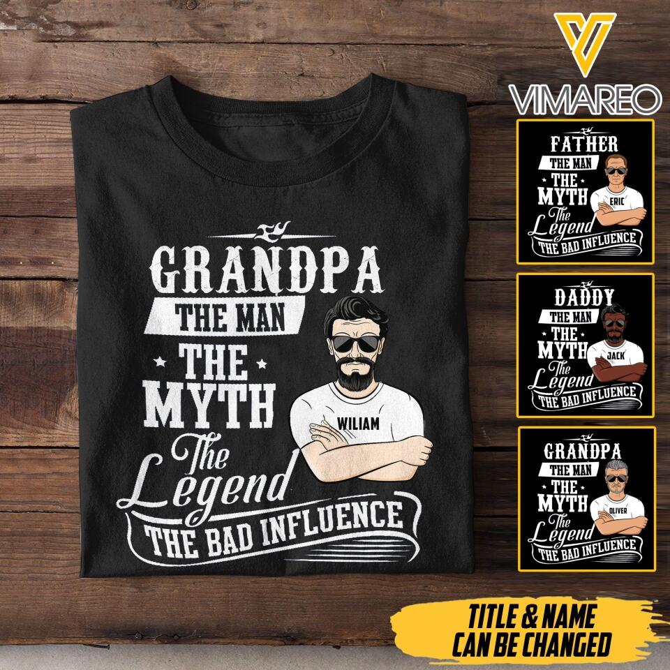 Personalized Grandpa The Legend Tshirt Printed 3N 1804