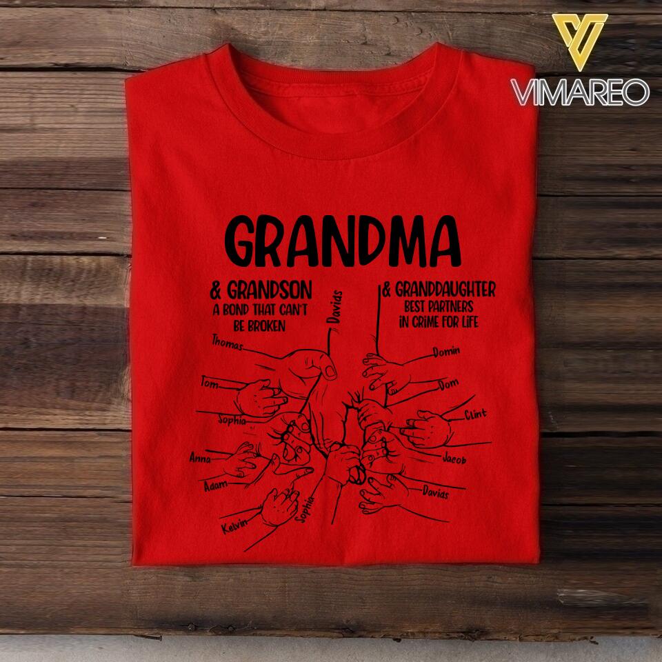 Personalized Grandma Grandson Granddaughter Mother's Day Tshirt Printed 22APR-LN19