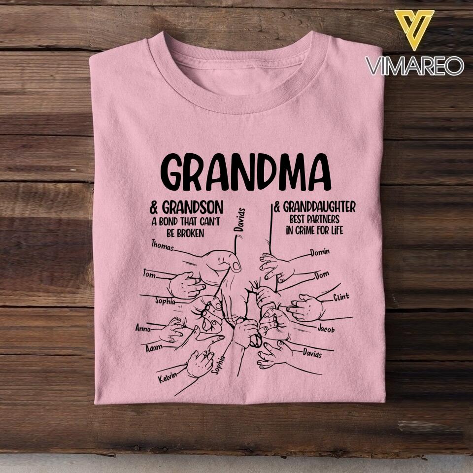 Personalized Grandma Grandson Granddaughter Mother's Day Tshirt Printed 22APR-LN19