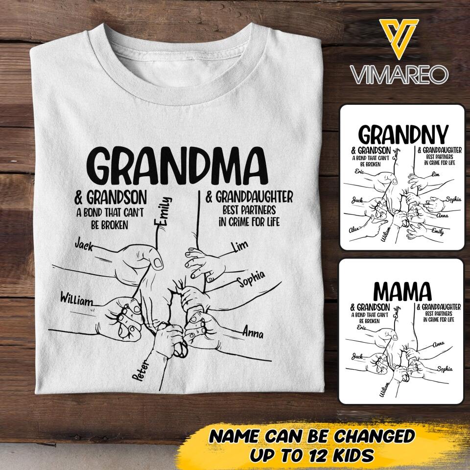 Personalized Grandma Grandson Granddaughter Mother's Day Tshirt Printed 22APR-LN19