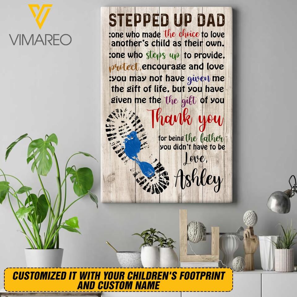 PERSONALIZED STEPPED UP DAD THANK YOU CANVAS PRINTED QTDT1904