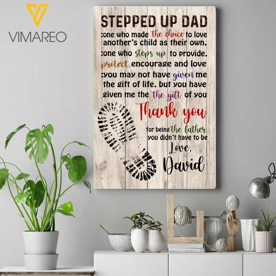 PERSONALIZED STEPPED UP DAD THANK YOU CANVAS PRINTED QTDT1904