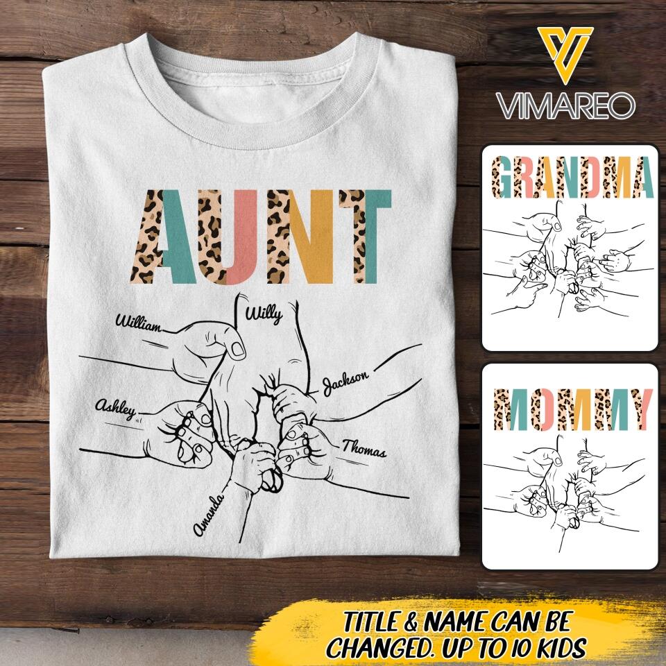 PERSONALIZED GRANDMA AUNT KID NAME TSHIRT QTDT2004