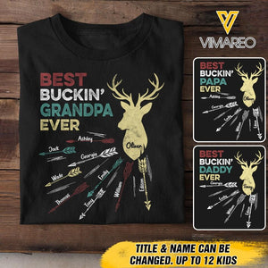 Personalized Best Buckin' Grandpa Ever Tshirt Printed 22APR-DT20