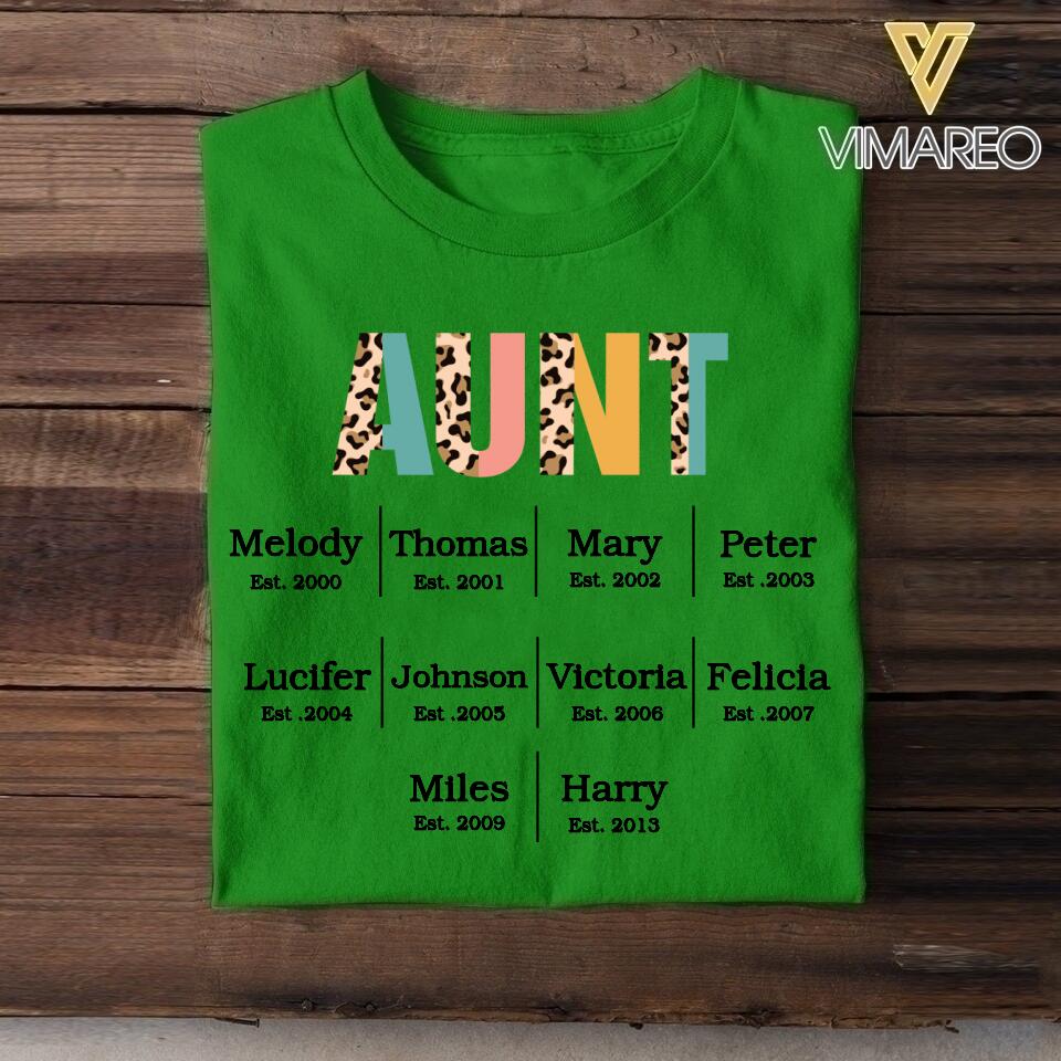 PERSONALIZED GRANDMA AUNT KID NAME WITH YEAR OF BIRTH TSHIRT QTHC2104