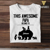 Personalized This Awesome Papa Belongs To Kid Name Bear Tshirt Printed QTVQ2104