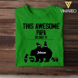 Personalized This Awesome Papa Belongs To Kid Name Bear Tshirt Printed QTVQ2104