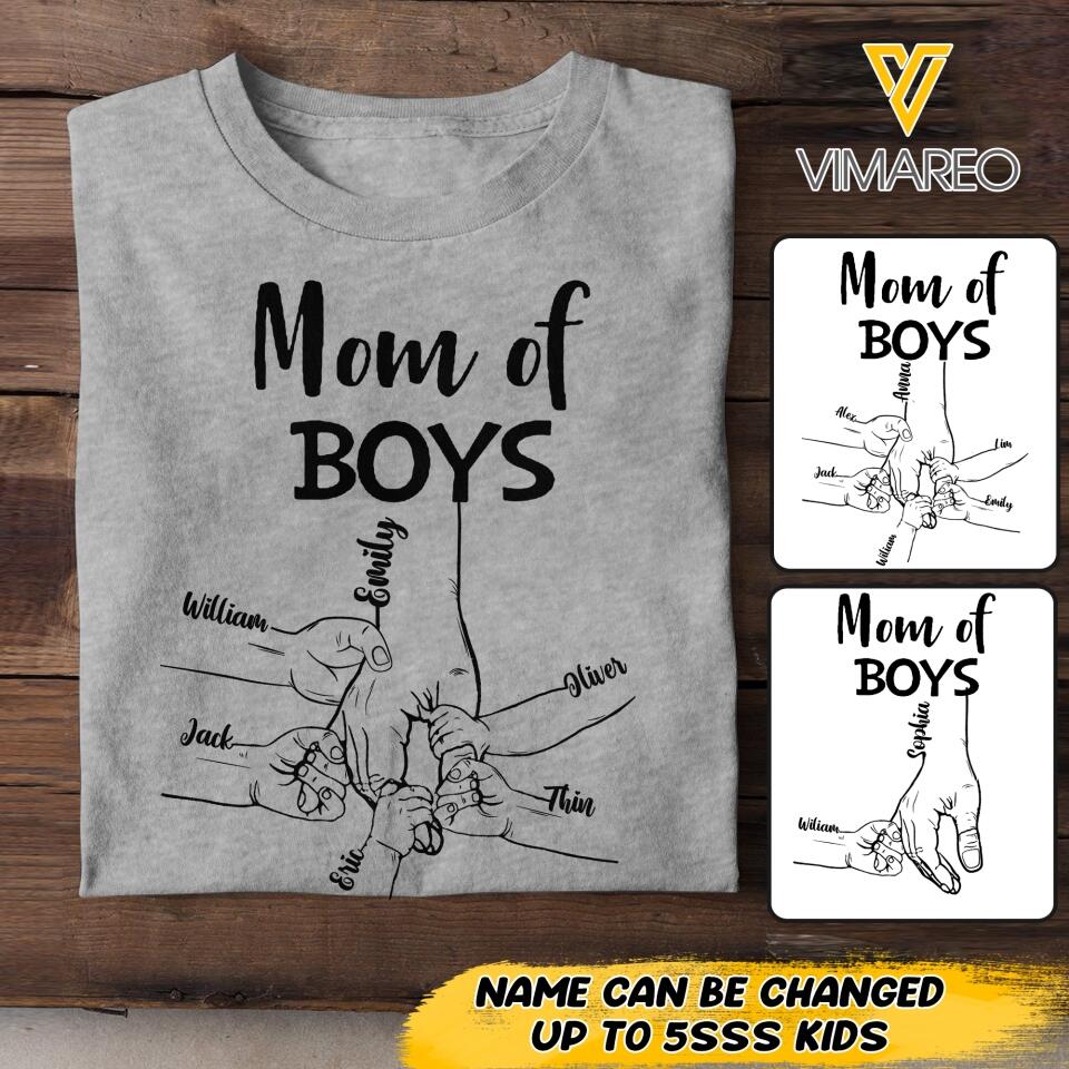 Personalized Mom Of Boys Tshirt Printed 22APR-LN23