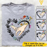 PERSONALIZED GRANDMA WITH KID NAME HEART FLOWER TSHIRT QTDT2304