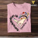 PERSONALIZED GRANDMA WITH KID NAME HEART FLOWER TSHIRT QTDT2304