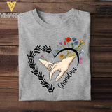 PERSONALIZED GRANDMA WITH KID NAME HEART FLOWER TSHIRT QTDT2304