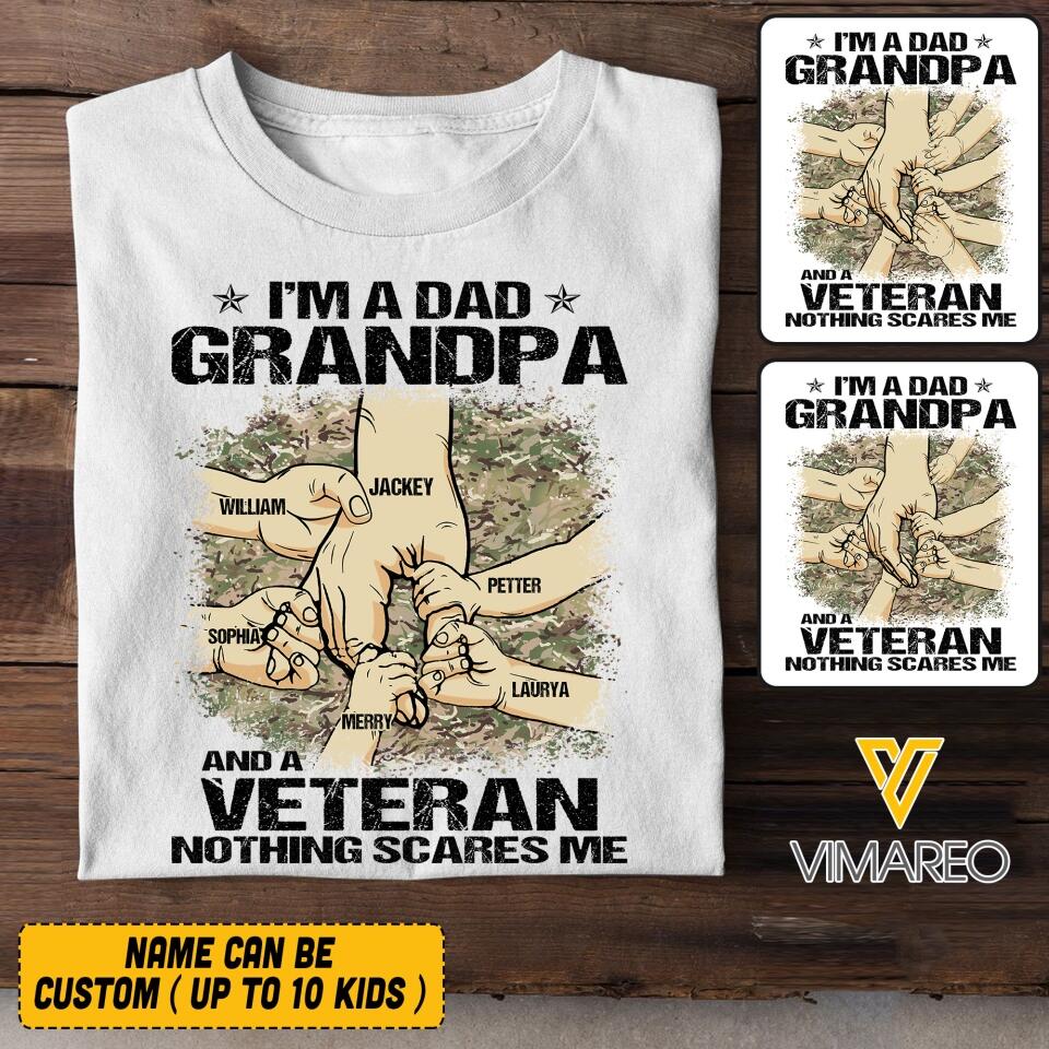 PERSONALIZED I'M A DAD GRANDPA AND A UK VETERAN WITH KID NAME TSHIRT QTVQ2304