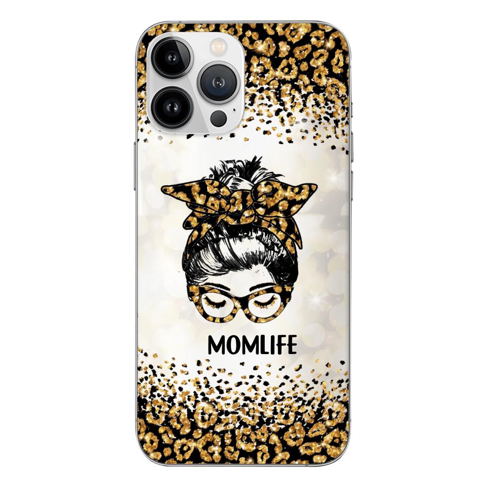 PERSONALIZED MOMLIFE LEOPARD HASHTAG PHONECASE QTHC2304