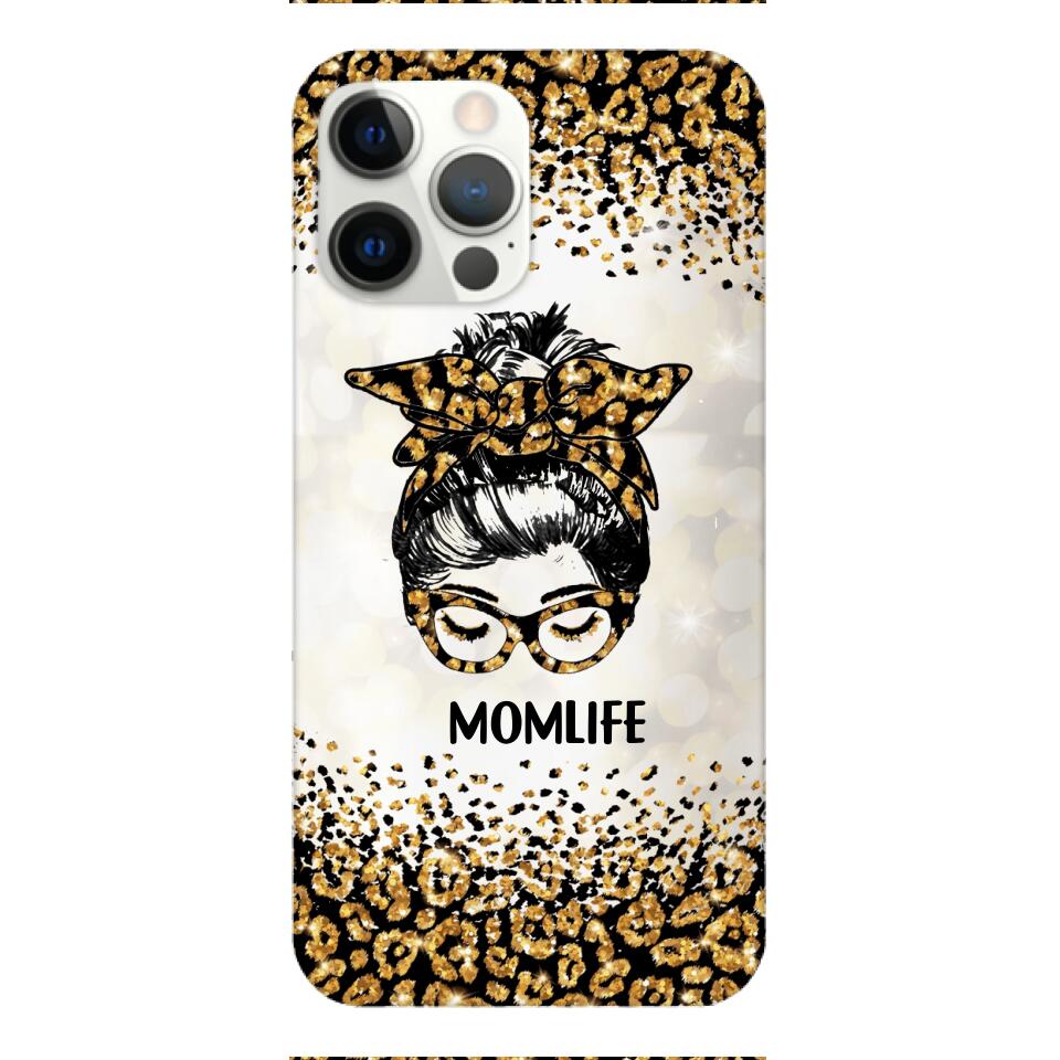 PERSONALIZED MOMLIFE LEOPARD HASHTAG PHONECASE QTHC2304