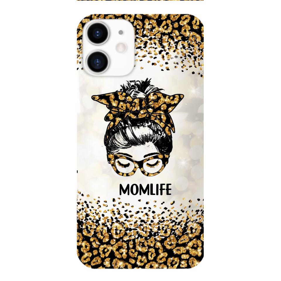 PERSONALIZED MOMLIFE LEOPARD HASHTAG PHONECASE QTHC2304